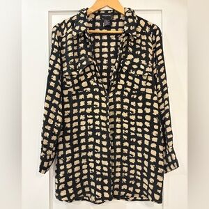 Central Park West Black and Cream Button-Down Shirt